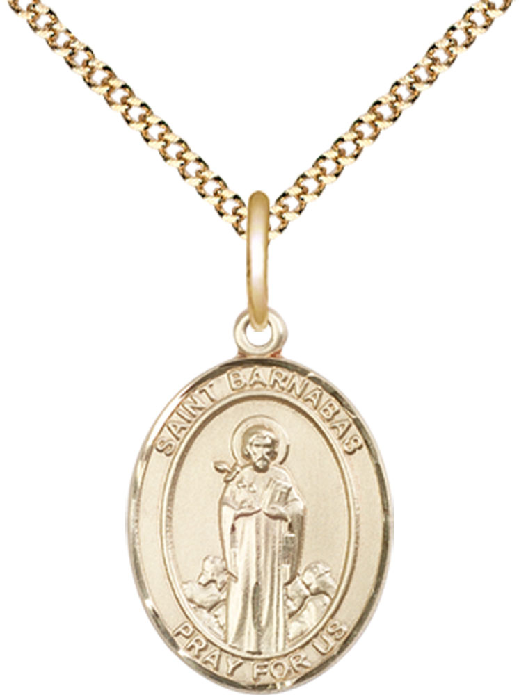 14kt Gold Filled Saint Barnabas Pendant on a 18 inch Gold Plate Light Curb chain