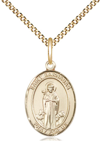 14kt Gold Filled Saint Barnabas Pendant on a 18 inch Gold Plate Light Curb chain