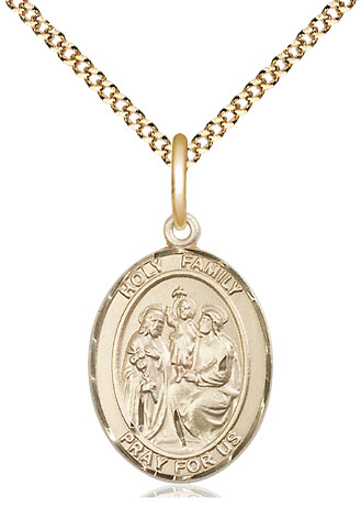 14kt Gold Filled Holy Family Pendant on a 18 inch Gold Plate Light Curb chain