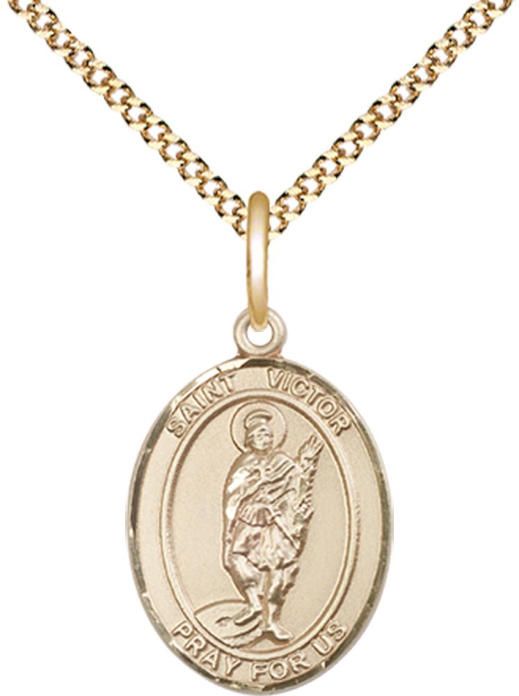 14kt Gold Filled Saint Victor of Marseilles Pendant on a 18 inch Gold Plate Light Curb chain
