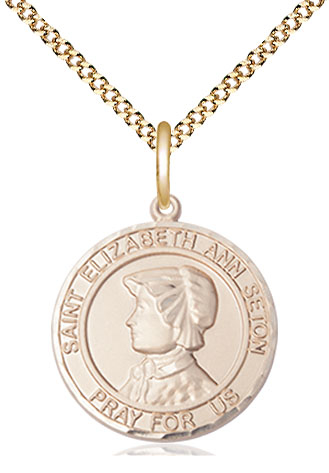 14kt Gold Filled Saint Elizabeth Ann Seton Pendant on a 18 inch Gold Plate Light Curb chain