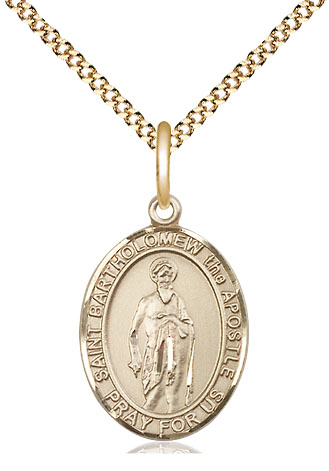 14kt Gold Filled Saint Bartholomew the Apostle Pendant on a 18 inch Gold Plate Light Curb chain