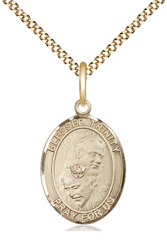14kt Gold Filled Blessed Trinity Pendant on a 18 inch Gold Plate Light Curb chain