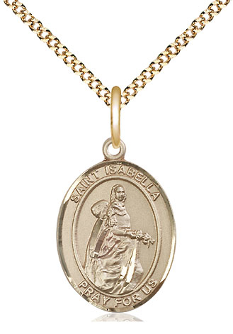 14kt Gold Filled Saint Isabella of Portugal Pendant on a 18 inch Gold Plate Light Curb chain