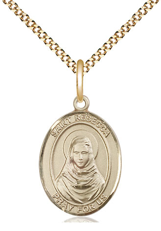 14kt Gold Filled Saint Rebecca Pendant on a 18 inch Gold Plate Light Curb chain