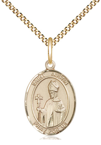 14kt Gold Filled Saint Austin Pendant on a 18 inch Gold Plate Light Curb chain