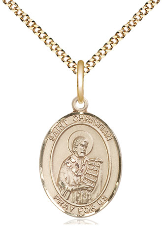 14kt Gold Filled Saint Christian Demosthenes Pendant on a 18 inch Gold Plate Light Curb chain