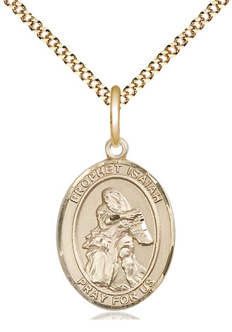 14kt Gold Filled Saint Isaiah Pendant on a 18 inch Gold Plate Light Curb chain