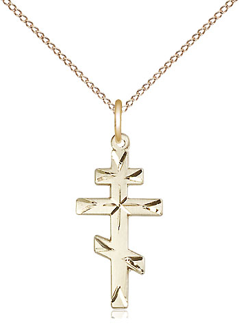 14kt Gold Filled Saint Andrew Cross Pendant on a 18 inch Gold Filled Light Curb chain