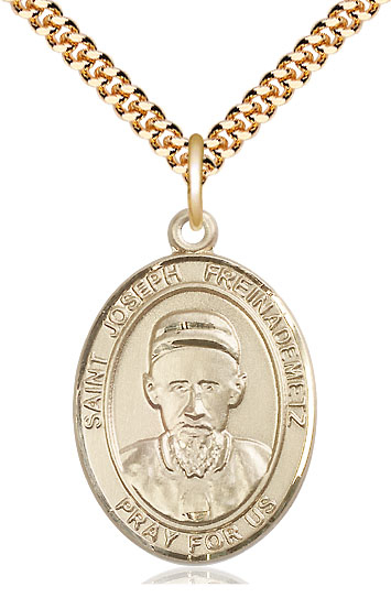 14kt Gold Filled Saint Joseph Freinademetz Pendant on a 24 inch Gold Plate Heavy Curb chain