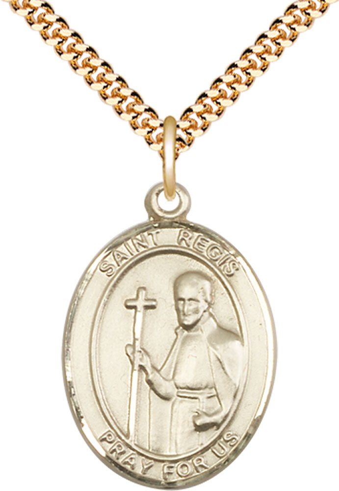 14kt Gold Filled Saint Regis Pendant on a 24 inch Gold Plate Heavy Curb chain