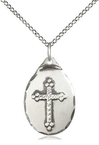 Sterling Silver Cross Pendant on a 18 inch Sterling Silver Light Curb chain