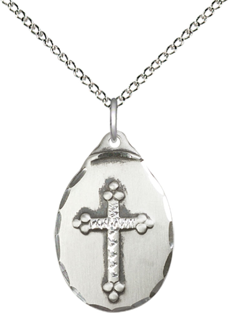 Sterling Silver Cross Pendant on a 18 inch Sterling Silver Light Curb chain