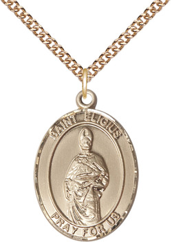 14kt Gold Filled Saint Eligius Pendant on a 24 inch Gold Plate Heavy Curb chain