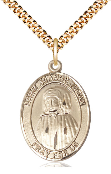 14kt Gold Filled Saint Jeanne Jugan Pendant on a 24 inch Gold Plate Heavy Curb chain