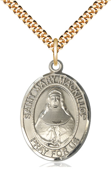 14kt Gold Filled Saint Mary Mackillop Pendant on a 24 inch Gold Plate Heavy Curb chain