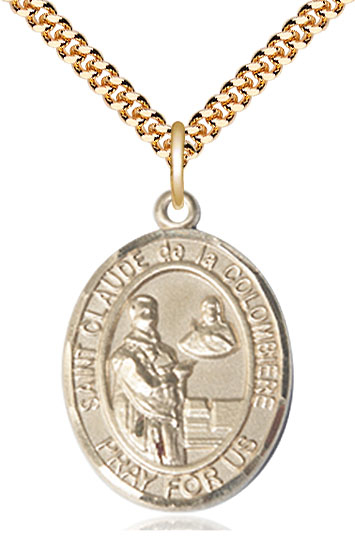 14kt Gold Filled Saint Claude de la Colombiere Pendant on a 24 inch Gold Plate Heavy Curb chain