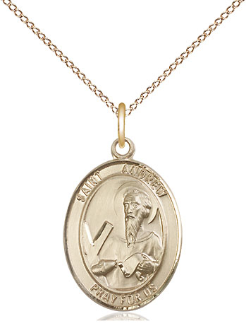 14kt Gold Filled Saint Andrew the Apostle Pendant on a 18 inch Gold Filled Light Curb chain