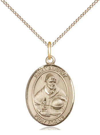 14kt Gold Filled Saint Albert the Great Pendant on a 18 inch Gold Filled Light Curb chain