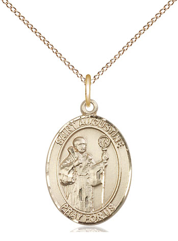 14kt Gold Filled Saint Augustine Pendant on a 18 inch Gold Filled Light Curb chain