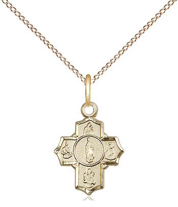 14kt Gold Filled 5-Way Motherhood Pendant on a 18 inch Gold Filled Light Curb chain