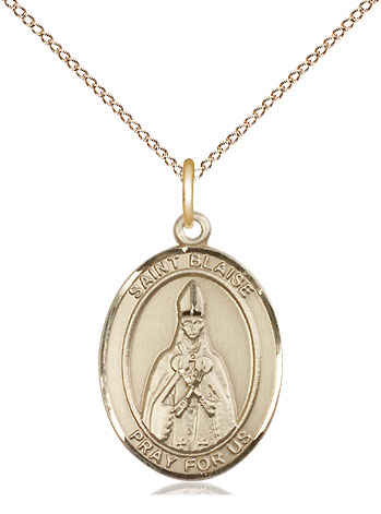 14kt Gold Filled Saint Blaise Pendant on a 18 inch Gold Filled Light Curb chain