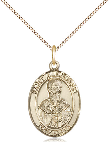 14kt Gold Filled Saint Alexander Sauli Pendant on a 18 inch Gold Filled Light Curb chain