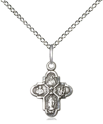 Sterling Silver 4-Way Chalice Pendant on a 18 inch Sterling Silver Light Curb chain