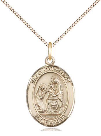 14kt Gold Filled Saint Catherine of Siena Pendant on a 18 inch Gold Filled Light Curb chain