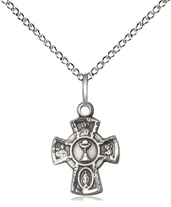 Sterling Silver 5-Way / Chalice Pendant on a 18 inch Sterling Silver Light Curb chain