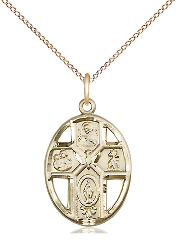 14kt Gold Filled 5-Way / Holy Spirit Pendant on a 18 inch Gold Filled Light Curb chain