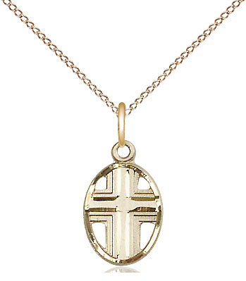 14kt Gold Filled Cross Pendant on a 18 inch Gold Filled Light Curb chain