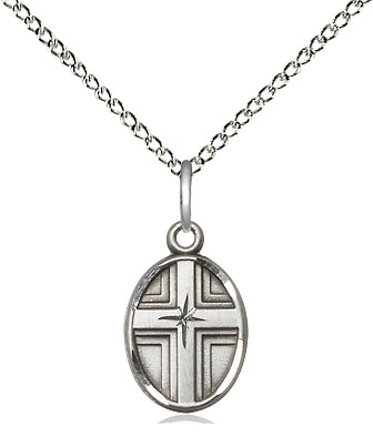 Sterling Silver Cross Pendant on a 18 inch Sterling Silver Light Curb chain