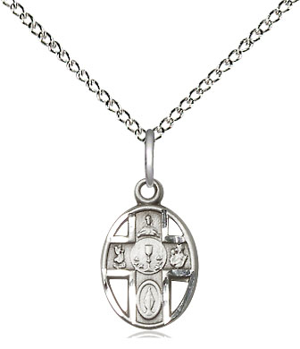 Sterling Silver 5-Way / Chalice Pendant on a 18 inch Sterling Silver Light Curb chain