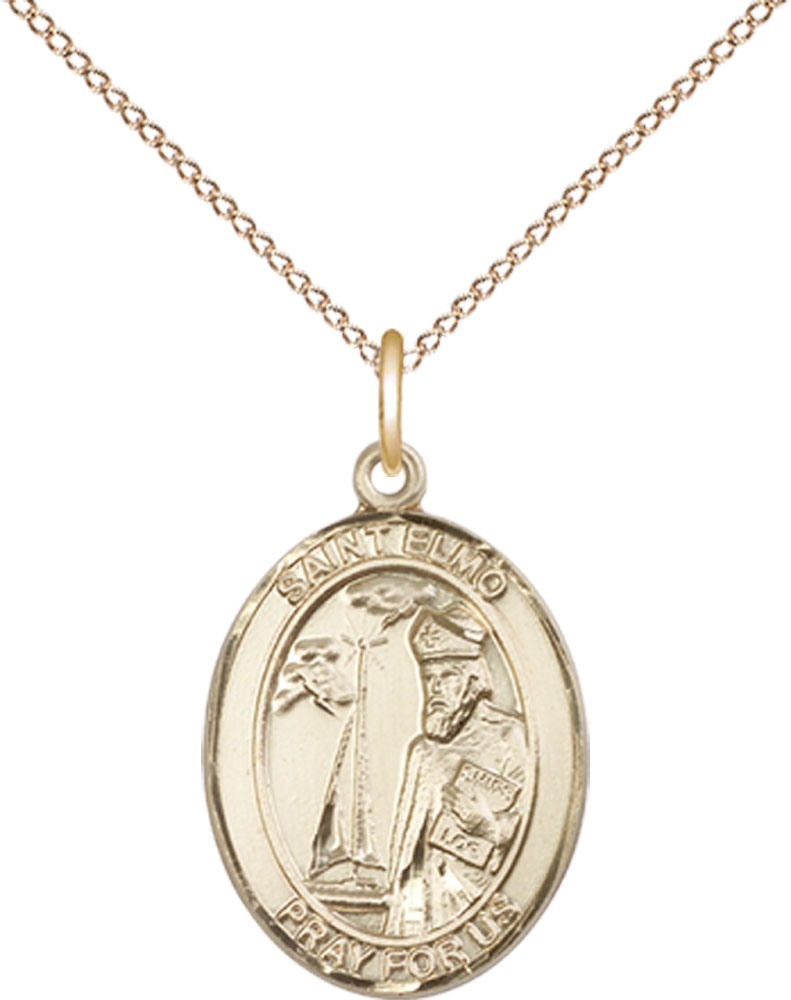 14kt Gold Filled Saint Elmo Pendant on a 18 inch Gold Filled Light Curb chain