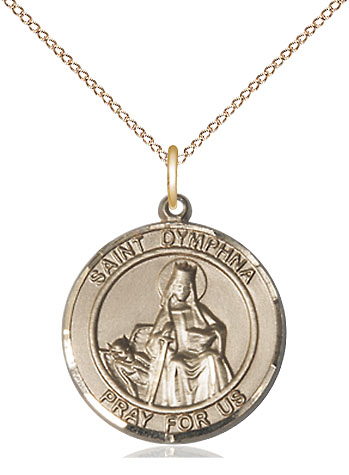 14kt Gold Filled Saint Dymphna Pendant on a 18 inch Gold Filled Light Curb chain