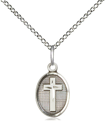 Sterling Silver Cross Pendant on a 18 inch Sterling Silver Light Curb chain