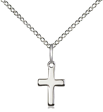 Sterling Silver Cross Pendant on a 18 inch Sterling Silver Light Curb chain