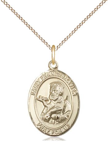 14kt Gold Filled Saint Francis Xavier Pendant on a 18 inch Gold Filled Light Curb chain