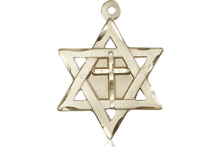 14kt Gold Star of David w/ Cross Medal