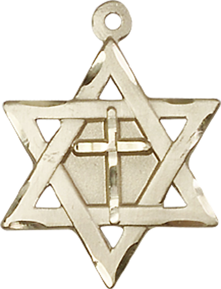 14kt Gold Star of David w/ Cross Medal