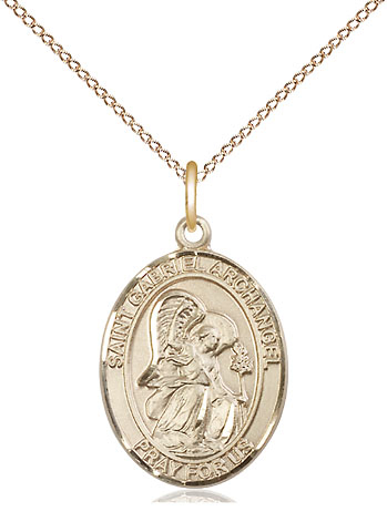 14kt Gold Filled Saint Gabriel the Archangel Pendant on a 18 inch Gold Filled Light Curb chain