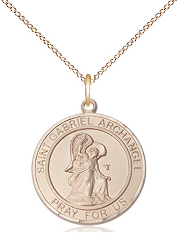 14kt Gold Filled Saint Gabriel the Archangel Pendant on a 18 inch Gold Filled Light Curb chain