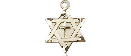 14kt Gold Star of David w/ Cross Medal