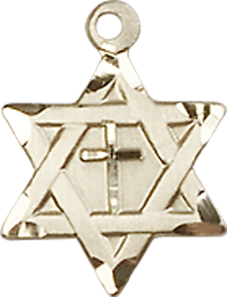 14kt Gold Star of David w/ Cross Medal