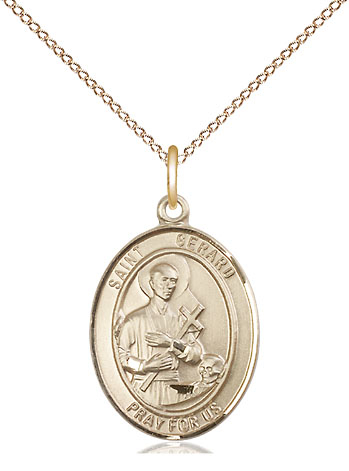 14kt Gold Filled Saint Gerard Majella Pendant on a 18 inch Gold Filled Light Curb chain