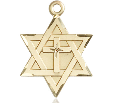 14kt Gold Star of David w/ Cross Medal