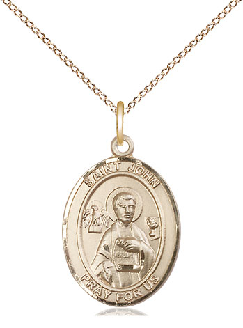 14kt Gold Filled Saint John the Apostle Pendant on a 18 inch Gold Filled Light Curb chain