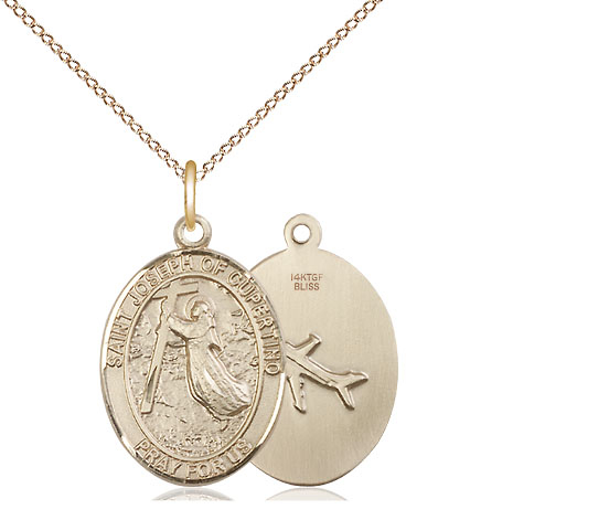 14kt Gold Filled Saint Joseph of Cupertino Pendant on a 18 inch Gold Filled Light Curb chain