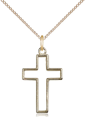 14kt Gold Filled Cross Pendant on a 18 inch Gold Filled Light Curb chain